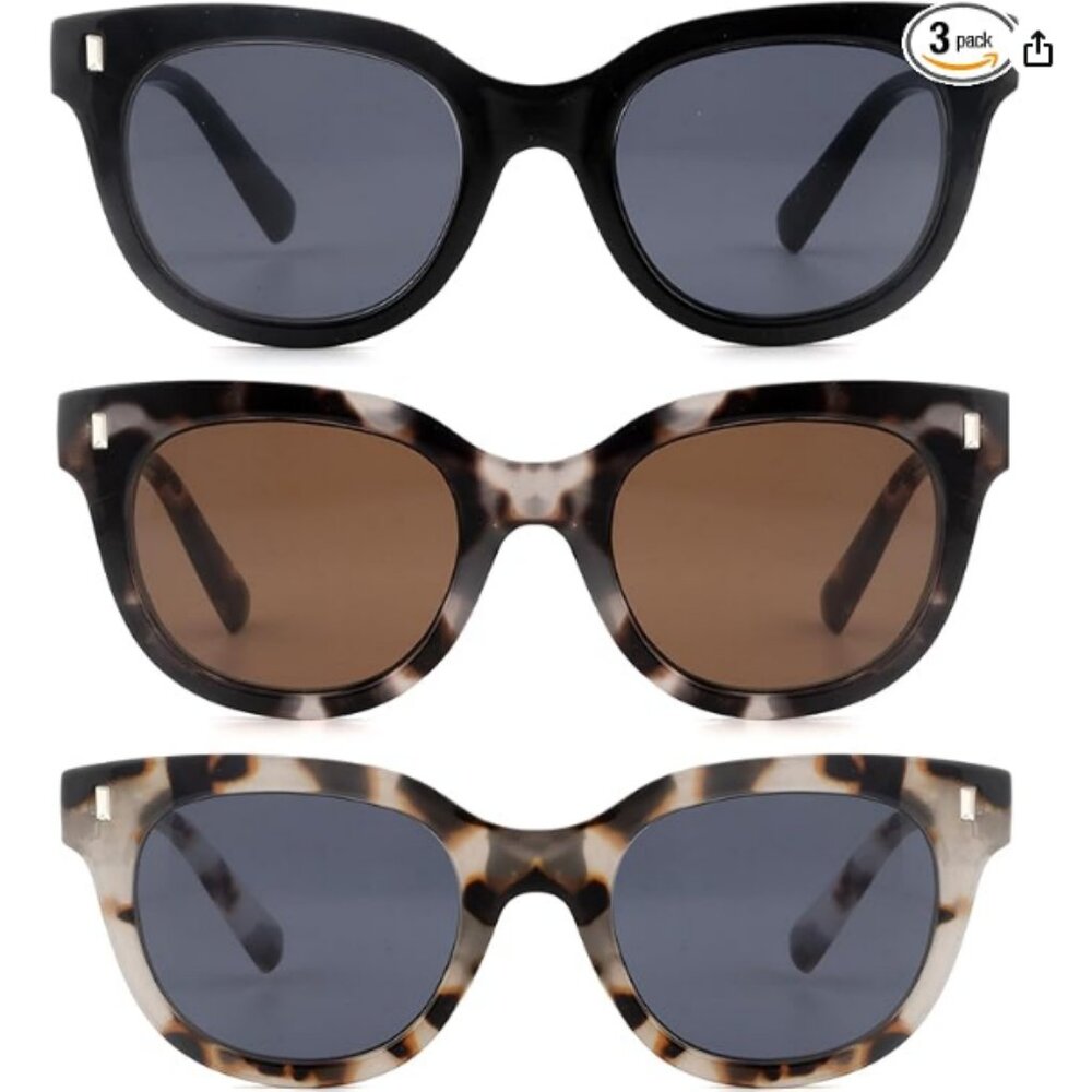 3 Pack Reading Sunglasses for Women Men Classic Outdoor Reader Sunglasses